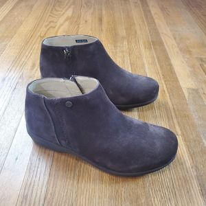 Spenco Orthotic Ankle Boots Womens Sz 7.5 Brown Suede Wedge NEW NWOB